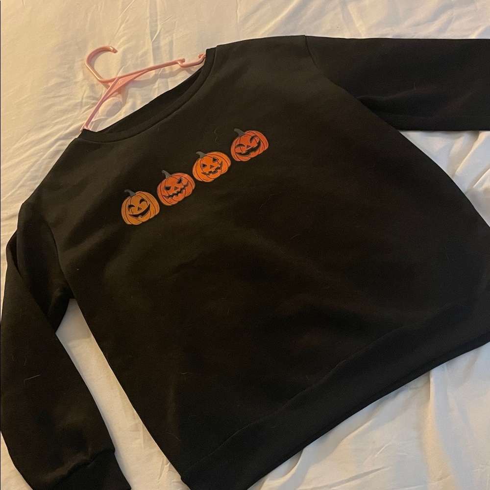 SHEIN Black Halloween Pumpkin Sweatshirt